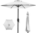 Best Choice Products 7.5ft Heavy-Duty Round Outdoor Market Table Patio Umbrella w/Steel Pole, Push Button Tilt, Easy Crank Lift - White