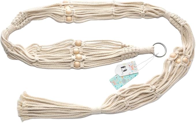 Mkono Macrame Plant Hanger 3 Tier Indoor Outdoor Hanging Planter Basket Cotton Rope with Beads 70 Inches (Pots and Plants NOT Included)
