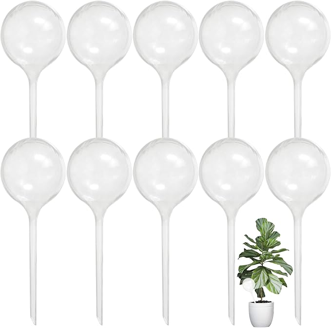 10 PCS Large Clear Plastic Watering Globes,Plant Self-Watering Bulbs,Flower Automatic Water Device,Garden Waterer for Plant Indoor Outdoor Plants Flowers