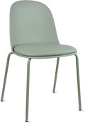2xhome Modern Stackable Armless Dining Chair | Plastic Shell Seat with Metal Legs | Indoor or Outdoor Use | Home Kitchen Patio (1, Green, Padded Seat)