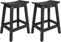 VINGLI 24 Inch Outdoor Bar Stools Set of 2, HDPE Weather Resistance Counter Height Bar Stools Durable Heavy Duty Patio Chairs for Bar Deck Balcony Kitchen Counter and Yard (Black, 24 Inch 2PC)