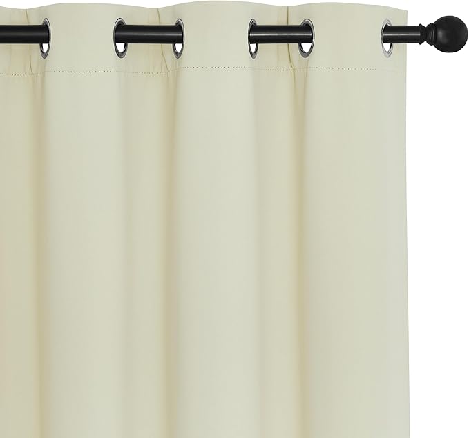 NICETOWN Room Darkening Short Curtain 54 inches Long for Living Room, Grommet Sound Reducing Thermal Insulated Curtains for Bedroom Nursery Window, 46W x 54L, 1 Piece, Beige