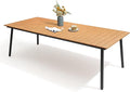 95" Patio Outdoor Dining Table for 8-10, Weather-Resistant Wood-Grain Top with Aluminum Frame & Umbrella Hole for Deck Gatherings, Brown