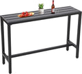 Outdoor Bar Table, Patio Console Pub Height Tables with Powder Coated Steel Frame, Weather Resistant Waterproof Top for Hot Tub, Balcony, Garden, Yard, Poolside (Black, 55" Bar Table)