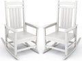 KINGYES HDPE Patio Rocking Chair Set of 2, Outdoor Rocking Chairs Porch Rocker for Adults, White