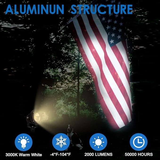 EAGLOD 20W Led Spotlights Outdoor Landscape Lights,Low Voltage Led Landscape Lighting, 12V ~24V AC/DC Waterproof Landscape Spotlights with Stake for Tree Flag Lights 3000K Ultra Warm White (4Pack)
