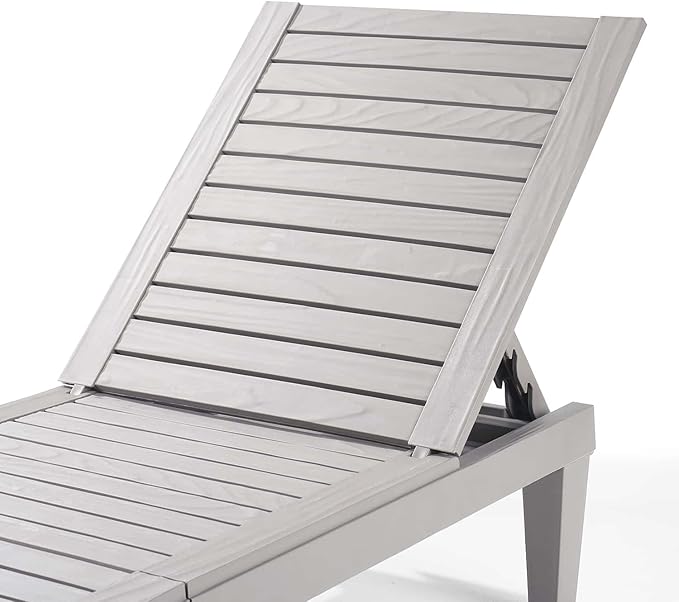 Nestl Patio Chairs - Grey Chaise Lounge Chair Outdoor, 5-Position Adjustable Sun Tanning Chair, Waterproof Pool Lounge Chairs, Reclining Lawn Chair, Lightweight Outdoor Lounge Chairs