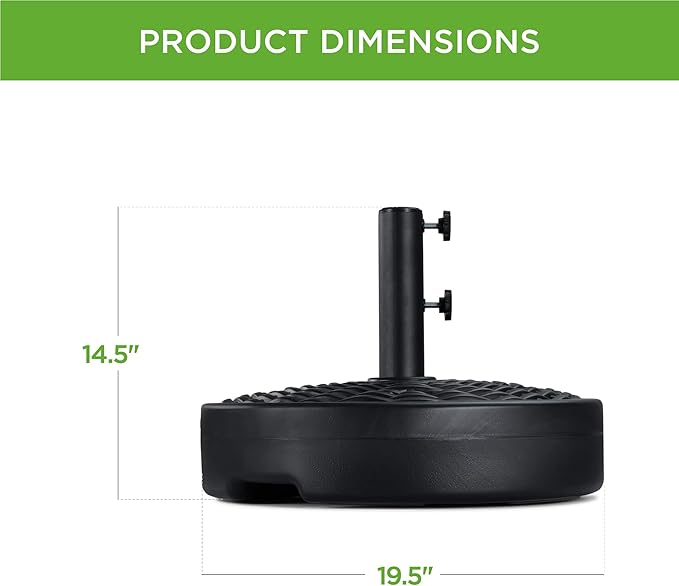 Best Choice Products Fillable Umbrella Base Stand, Round Faux Wicker Plastic Patio Umbrella Base Stand, Pole Holder for Outdoor, Lawn w/ 55lbs Weight Capacity, 2 Adjustment Knobs