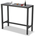 Outdoor Bar Table, Patio Console Pub Height Tables with Powder Coated Steel Frame, Weather Resistant Waterproof Top for Hot Tub, Balcony, Garden, Yard, Poolside (Grey, 47" Narrow Bar Table)