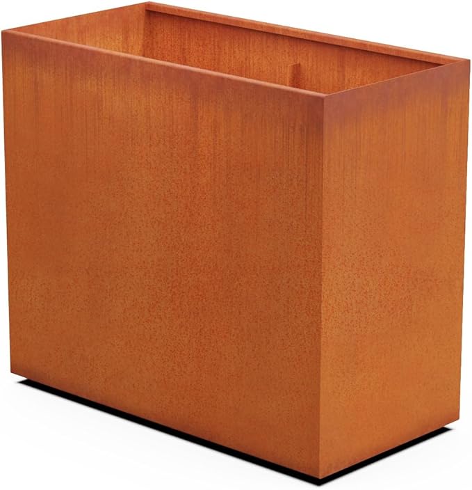 Plantercraft Large Rectangular Planters for Outdoor Plants - 48x24x42 Corten Steel Planter | Extra Large Metal Planter Box for Patio Privacy Screen & Modern Landscapes | Fully Assembled & Made in USA