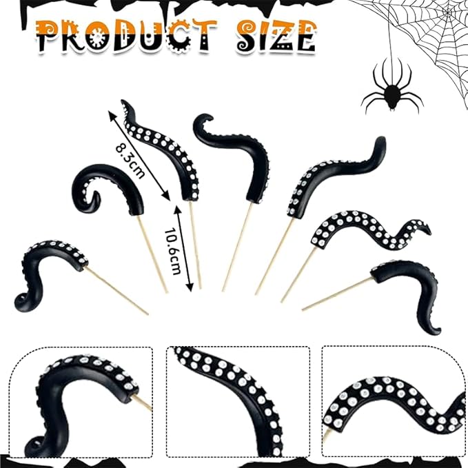 Garden Stakes Decorative - Octopus Plant Stakes Decorations for Pots, Funny Tentacles Plant Accessories, Suitable for Decorating Balconies, Gardens, and Flower Pots (7PCS)