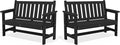SERWALL Outdoor Bench, HDPE Outdoor Benches Weatherproof, 2-Person Garden Bench with 660 lbs Weight Capacity, Patio Benches for Outdoors, Garden, Porch, Backyard and Park, Black, 2 Pack