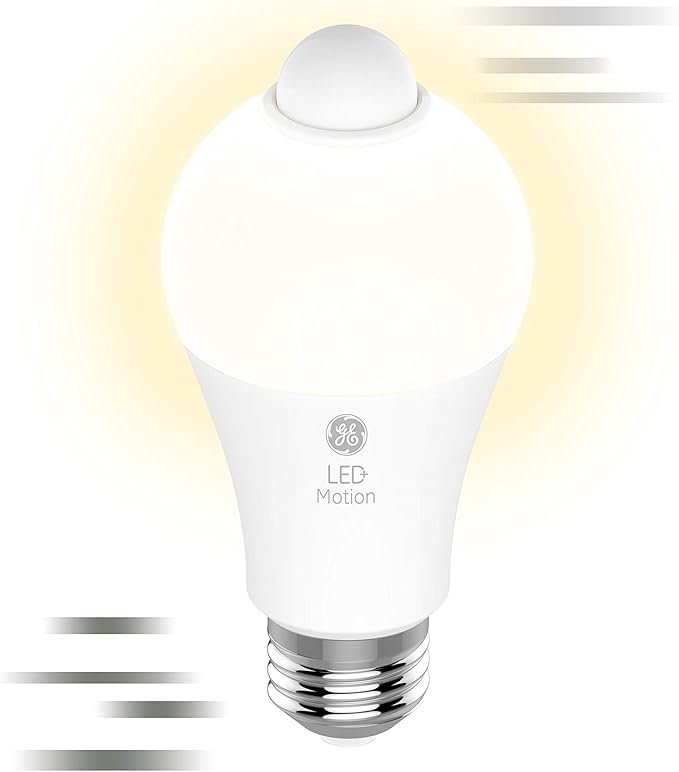 GE LED+ Motion Sensor LED Light Bulbs, 12W, Outdoor Security Lights, A21, Warm White (2 Count)(Pack of 4)