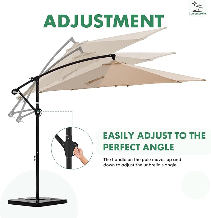 NEWBULIG 10FT Patio Umbrella, Offset Cantilever Outdoor Patio Table Umbrella, UV Protection, Fade Resistant Fabric, Easy Tilt Adjustment for Pool, Deck, Garden, Backyard