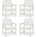 SERWALL Outdoor Dining Chairs Set of 4, All-Weather HDPE Patio Chair with 19.7" Widened Seat, for Backyard, Garden, White