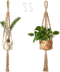 2Pcs Macrame Plant Hangers (27.56”) Indoor & Outdoor, Boho Hanging Planters for Indoor & Outdoor Plants, Macrame Wall Hanging Decor for Flower Pots & Baskets (Pots Not Included)