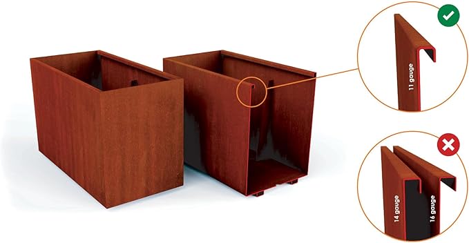 Plantercraft Large Round Planters for Outdoor Plants | 36x30 Inch Extra Large Corten Steel Planters for Front Porch & Patio | Modern Rustic Metal Planter