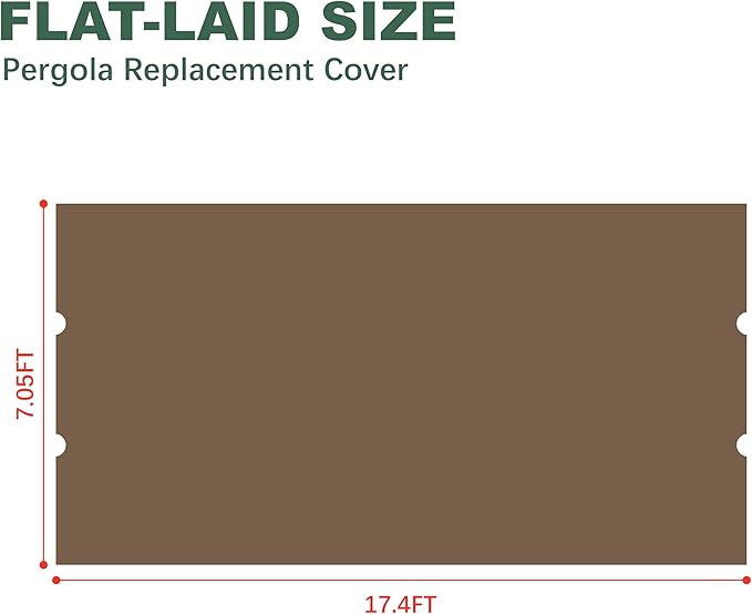 85''x 208'' Universal Doubleton Steel Pergola Replacement Cover for Pergola L-PG080PST, (Brown)