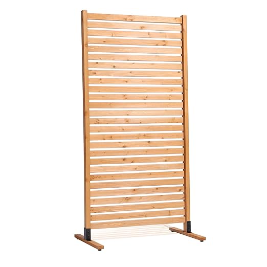 VEVOR Wooden Privacy Screen,36" W x 73" H Outdoor Privacy Screen, Freestanding Wood Privacy Panel with Stand,Outdoor Divider for Balcony Patio Lawn Garden