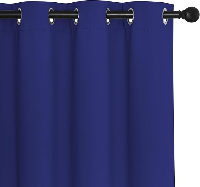 NICETOWN Patio Blackout Curtain Panels - Extra Wide Sliding Door Thermal Insulated Drape, Privacy Room Divider Curtain for Bedroom Office (Navy Blue, 66 x 118 Inch Long)