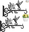 2-Pack Aesthetic Plant Hangers Outdoor – 10 Inch Metal Hanging Plant Bracket with Beautiful Hummingbird Pattern – Anti Rust Plant Hooks for Hanging Plants, Bird Feeder, Windchime, Lantern
