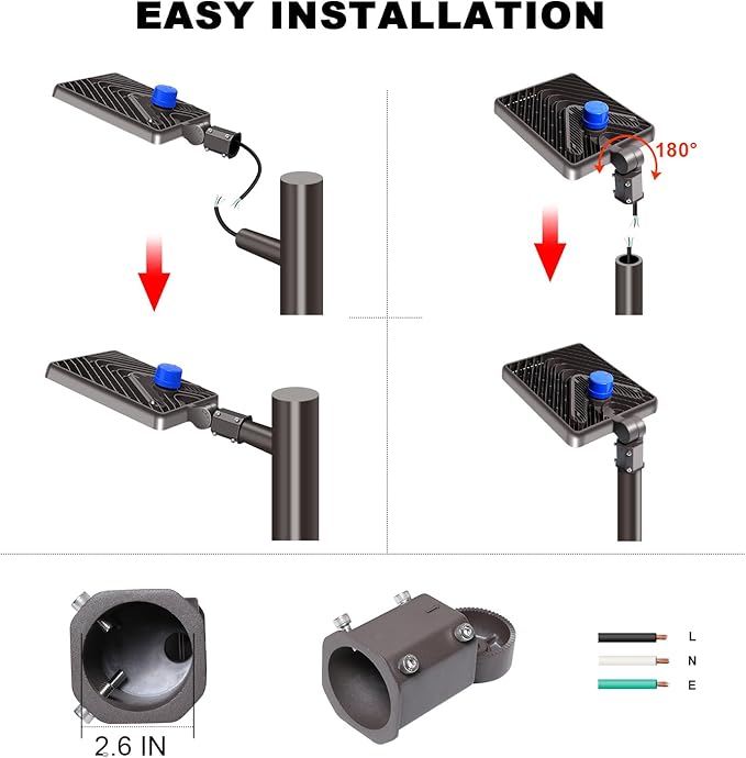 Juyace 480W LED Parking Lot Light,Slip Fitter Mount, 72000LM Shoebox Flood Light with Photocell, IP65 Waterproof Outdoor Area Street Light for Commercial Stadium Warehouse, 110-277V
