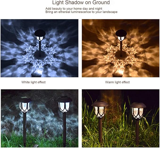 EXCMARK 10 Pack Solar Lights Outdoor Decorative Garden Yard Lights for Pathway Walkway Sidewalk Driveway. (Brown, Warm White)