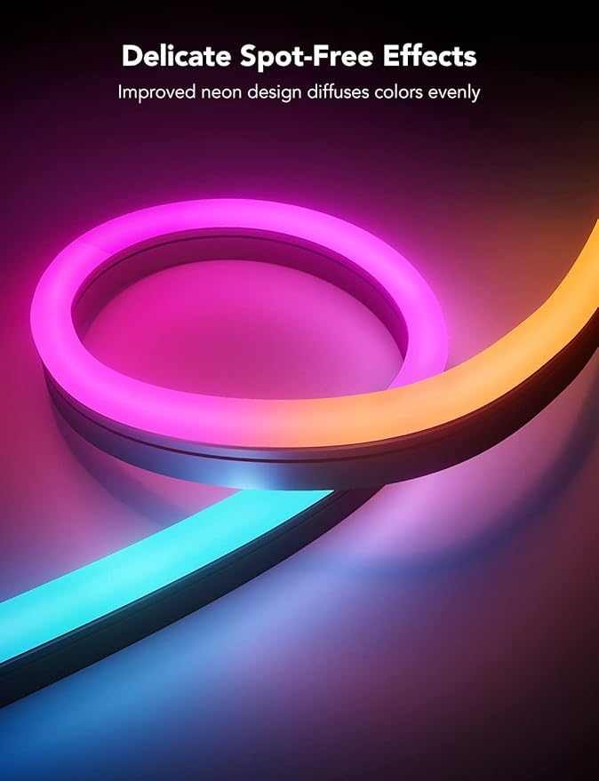 Govee Outdoor Neon Rope Lights, 65.6ft RGBIC IP67 Waterproof Outdoor Decorations with 64 Scene Modes, Music Sync, Flexible LED Lights, Neon Lights Work with Alexa, Google Assistant