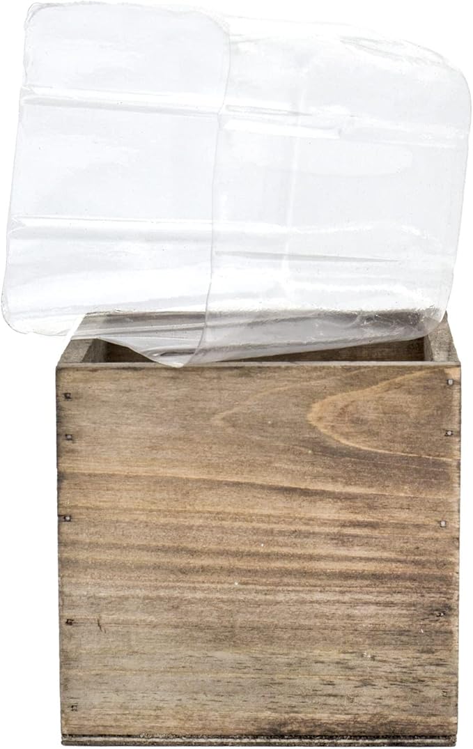 CYS EXCEL Cube Planter Box with Removable Plastic Liner (4"x4"x4")(4 PCS) | Multiple Size Choices Wood Square Planter | Indoor Decorative Window Box