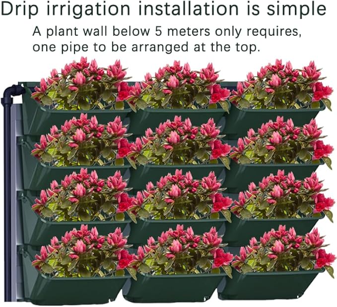 Self-Watering Wall Mounted Planter Set, Indoor and Outdoor Vertical Planter, Stackable Wall Mounted, for Balcony Decoration(Blackish Green 4 Pack)