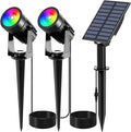 T-SUNUS RGB Solar Spot Lights Christmas, Metal Color Changing Landscape Spotlights IP65 Waterproof Spotlight 2-IN-1 Separated Panel for Outdoor Uplighting Garden Pathway Trees Flag Pond Yard Halloween