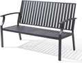 52" Outdoor Bench Garden Bench, Weatherproof Anti-Rust Heavy-Duty Outside Benches Clearance, Aluminum Metal Bench for Front Porch, Patio, Park (Dark Grey,1 PCS)