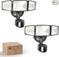Philips 72W 7400LM LED Security Lights w/PIR Motion Sensor Outdoor, 5000K Daylight Dusk to Dawn Aluminum Flood Light, 3 Adjustable Heads, Waterproof for Garage, Yard, Porch