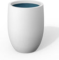 Kante 16.5 Inch Tall Concrete Planter, Large Indoor Outdoor Plant Pot with Drainage, Smooth White Finish with Painted Interior, Ideal for Porch, Home, Garden, Patio
