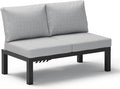 Aluminum Outdoor Patio Sofa Set, 2 Seats Modular Sectional Reclining Loveseat Sofa with Adjustable Backrest & Removable Cushions, All-Weather Conversation Sets for Garden & Yard, Gray