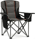 FAIR WIND Heavy Duty Camping Chair, Oversized Padded Folding Chair for Big and Tall (450lbs), Extra Wide Seat with Integrated Cooler & Storage Pocket, Adjustable Lumbar Support for Outdoor