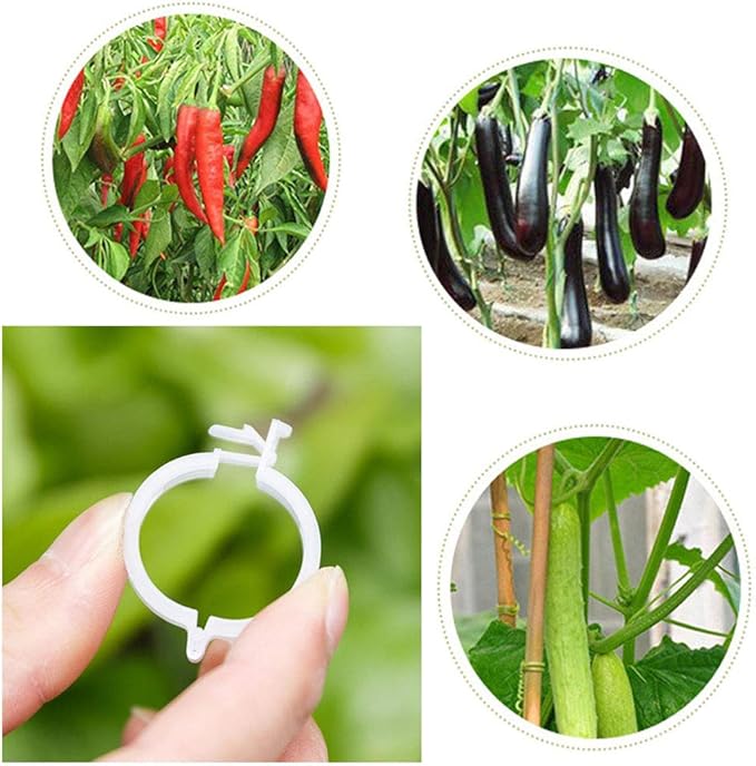 OJYUDD 300 PCS Plant Support Garden Clips,Tomato Vine Clips,Durable Crop Clips in White for Flower Vine Twine Tomato Orchid to Grow Upright and Healthier