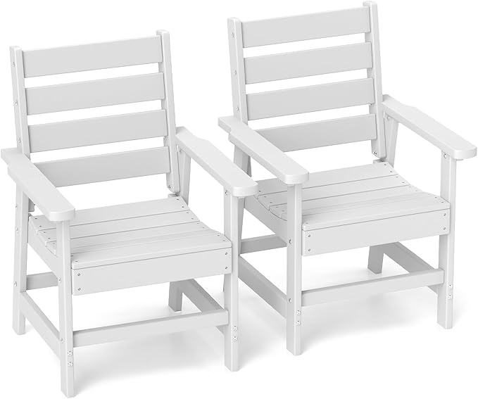 GREENVINES Outdoor Dining Chairs Set of 2 | HDPE | Patio Chair | All-Weather | White
