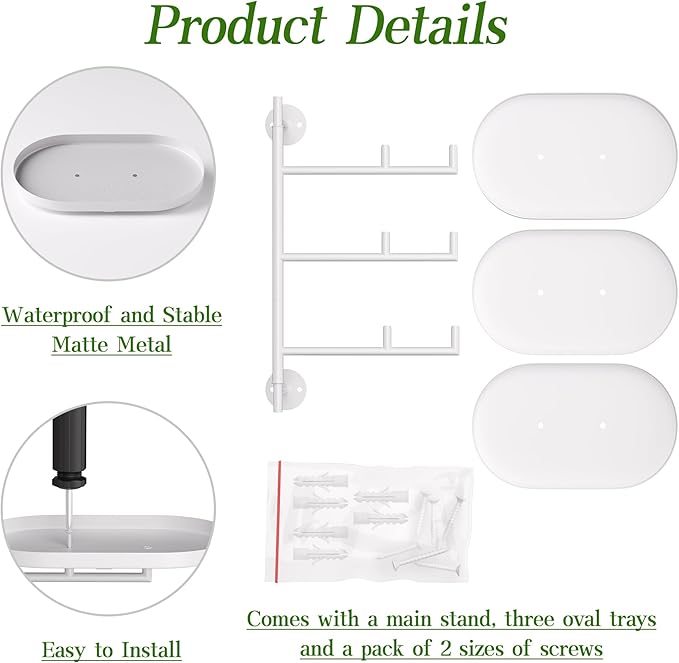 Window Rotating Plant Stand Shelf Indoor White Metal Floating Shelves 3-Tier Wall Mount Plant hanger Holders for Wall Planter Modern Home Decor window sill gifts