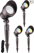 LEONLITE 5CCT Low Voltage LED Landscape Spotlight, Update 1800K2700K3000K4000K5000K Selectable, 5W 12V Pathway Lights Outdoor, CRI90, Aluminum Spot Lights for Garden, ETL, IP65 Waterproof, Pack of 4