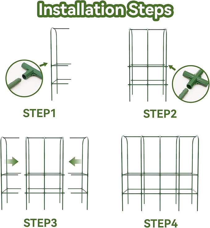 65" Tall Cucumber Trellis for Raised Bed, Garden Trellis for Climbing Plants Outdoor, U-Shape Metal Arch Vegetables Trellis Plant Support for Zucchini Squash Vines