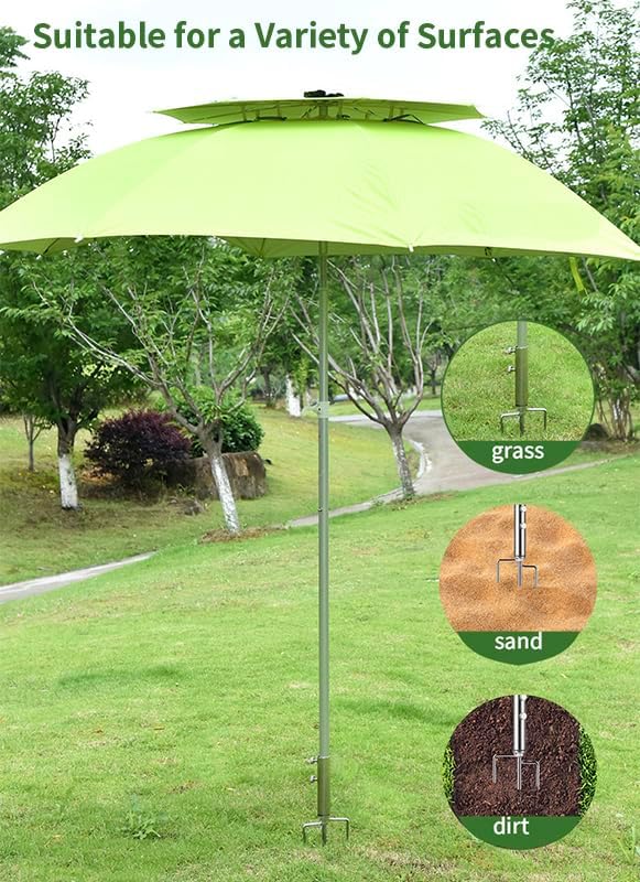 Portable Beach Umbrella Sand Anchor, Stainless Steel Lawn Umbrella Base Holder, Resistant to Strong Winds and Rustproof Umbrella Stand for Umbrella, Fishing Rod,Beach