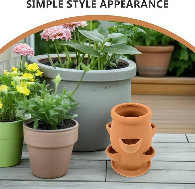 BESTonZON Terracotta Multi Pocket Succulent Plant Pot Lightweight Strawberry Planter Indoor Clay Flower Pot for Garden Decorative Use Khaki