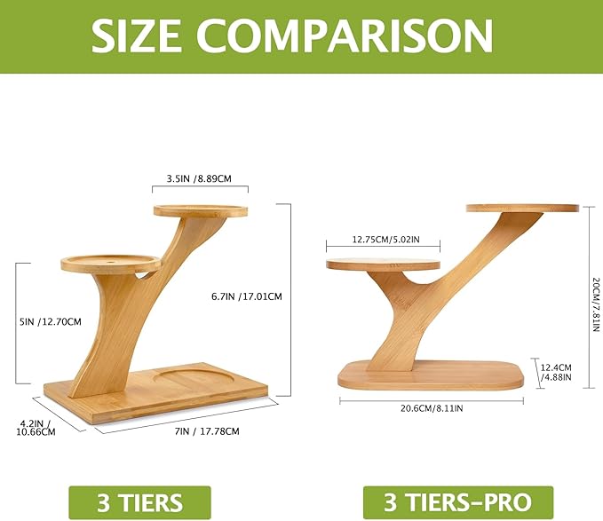 XXXFLOWER Bamboo Plant Stand ,3 Tiers Indoor Succulent Windowsill Shelf - Small Tabletop Plant Holder for Home, Office, Living Room, Bedroom Decoration 1pc