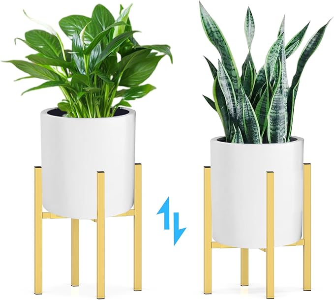 Plant Stand for 10"-16" Plant Pot Indoor Outdoor Corner, Adjustable Metal Heavy Duty for Large Pot (Golden 1 Pack)