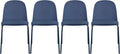 2xhome Parent Modern Stackable Armless Dining Chair | Plastic Shell Seat with Metal Legs | Indoor or Outdoor Use | Home Kitchen Patio (4, Blue, Padded Seat)