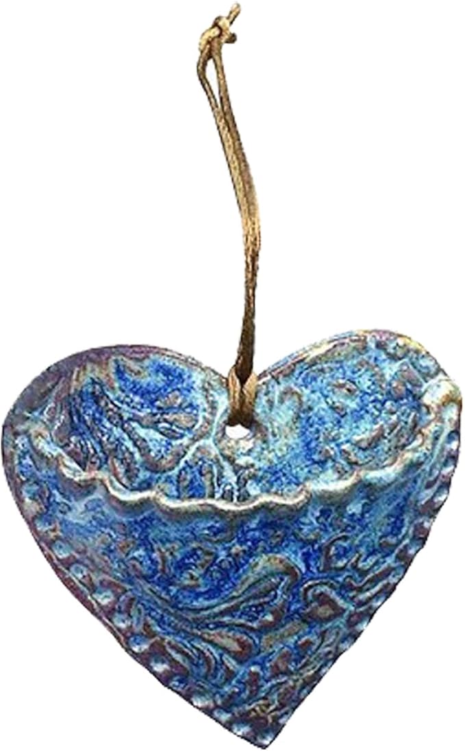 Retro Heart Shaped Plant Pots, Indoor Vertical Wall Hanging Garden Small Plant Pots Succulent Planter Hanging Plant Holder for Window Decorations for Living Room Office (Blue)