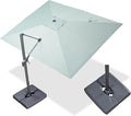 PURPLE LEAF 9' X 11.5' Rectangle Cantilever Umbrella with Base Outdoor Large Aluminum Patio Umbrella with 3-Year Fade Resistance Recycled Fabric and 360-degree Rotation for Deck Pool Garden, Mint Green