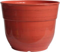Garden Elements Indoor/Outdoor Glazed Brushed Happy Plastic Planter, Large, Earth Red, 15"