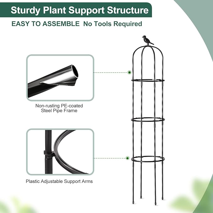 Garden Trellis for Climbing Plant Outdoor, 67" Tall Cucumber Trellis for Pot Raised Bed Climbing Vine Plants Vegetable Pea Bean Tomato Rose Clematis Cucumber Trellis, 2 Pack